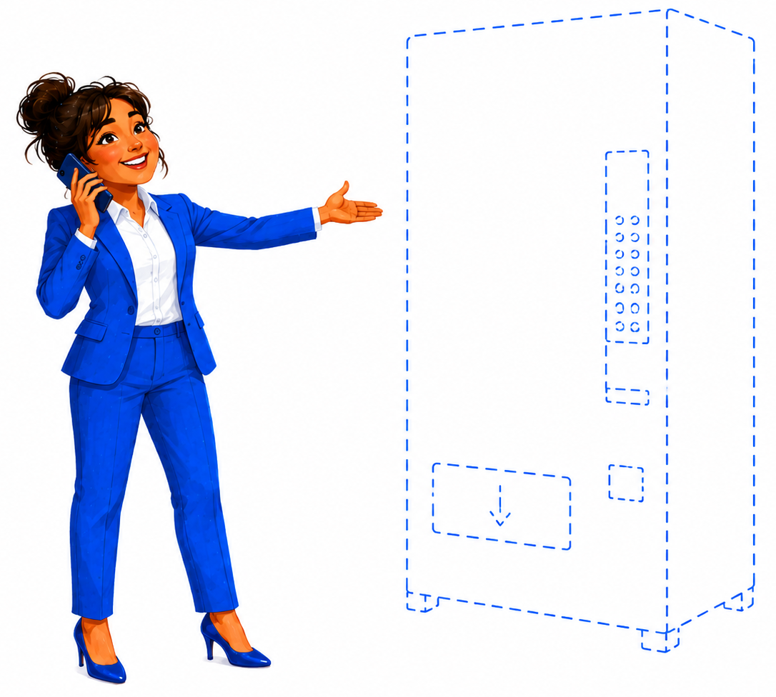 Illustration: Anfrage und Standortbesichtigung für einen Freshpoint-Automaten am Ammersee